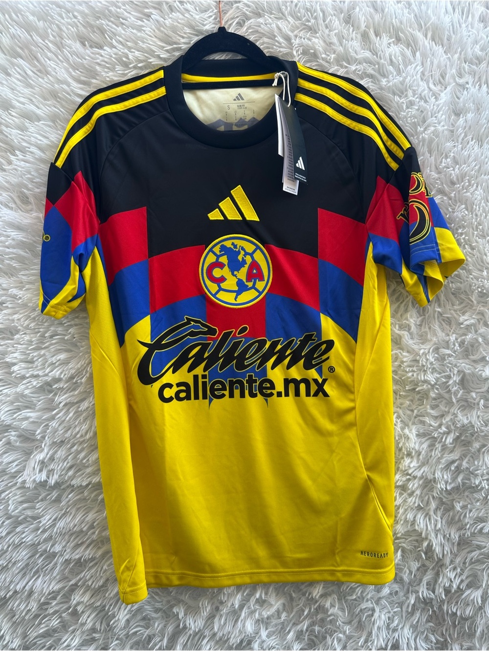 adidas Yellow Club América Home Jersey with Red, Blue & Black Accents